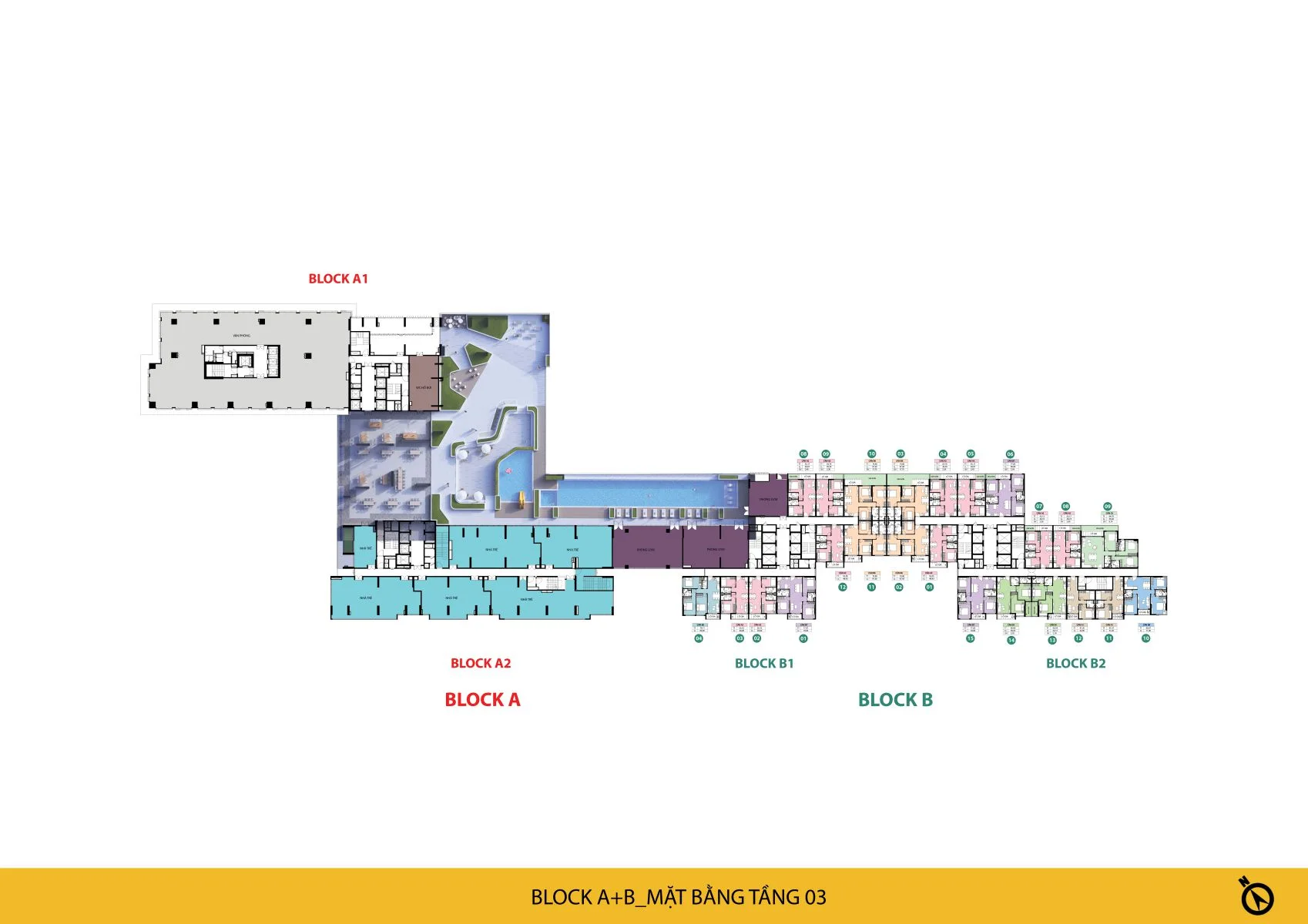 Mặt bằng tầng 03 — Block A & B