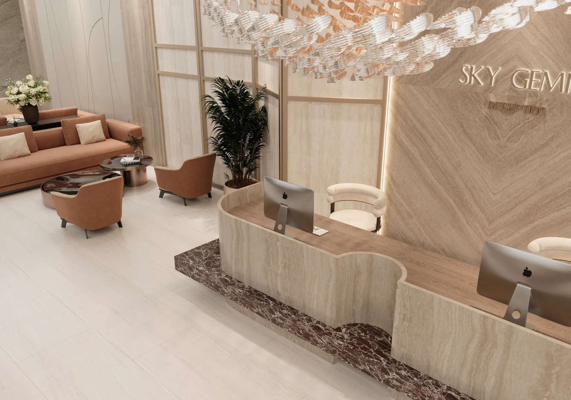 Quầy lễ tân sảnh chính