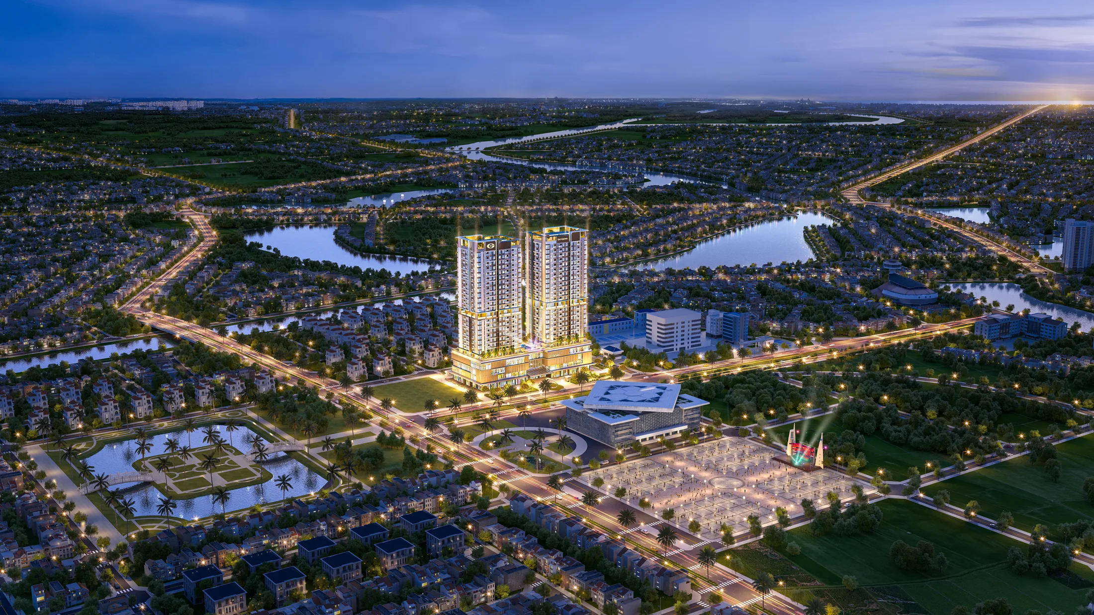 Phối cảnh tổng thể dự án về đêm